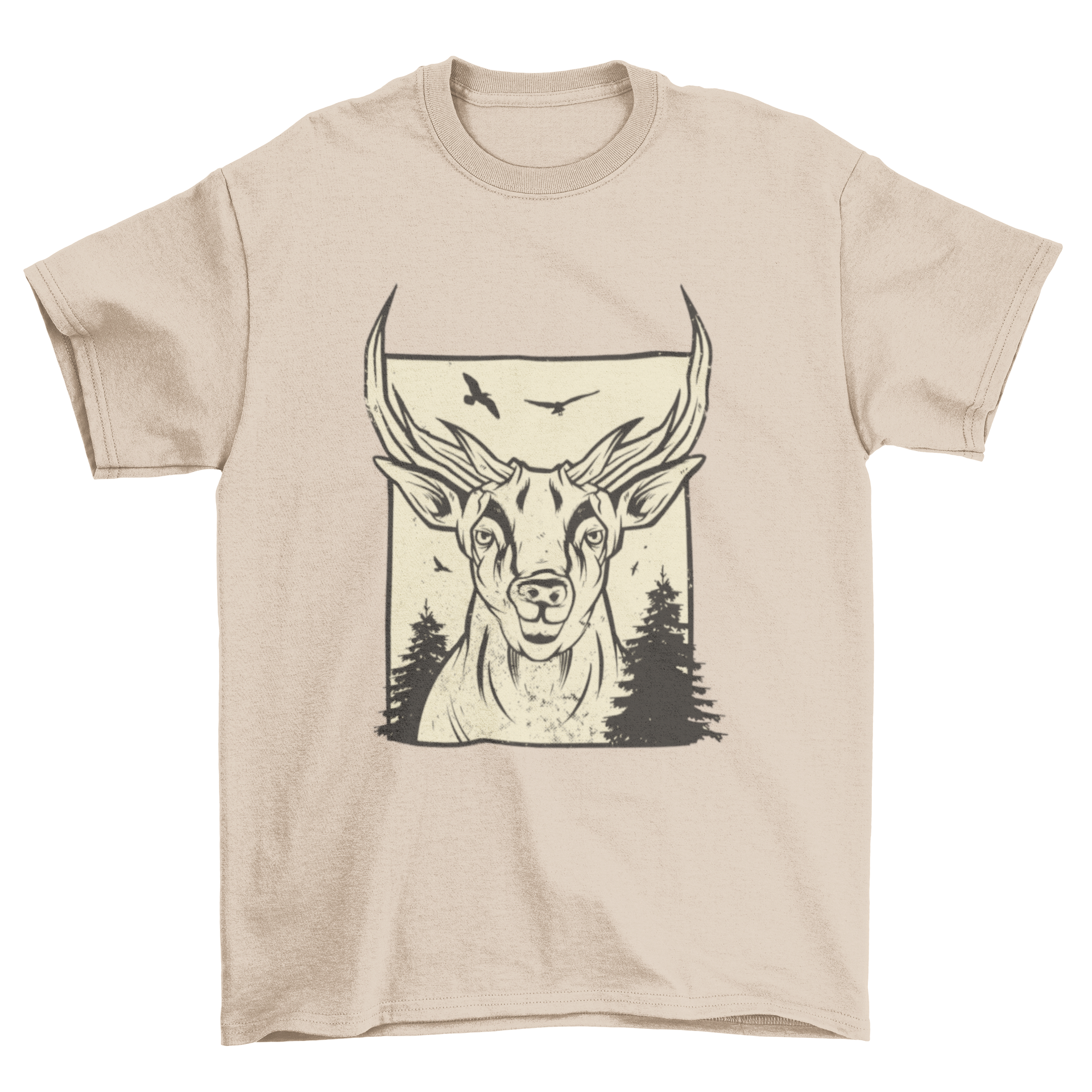 REQUEST Deer animal t-shirt featuring a vintage deer design on a soft fabric.