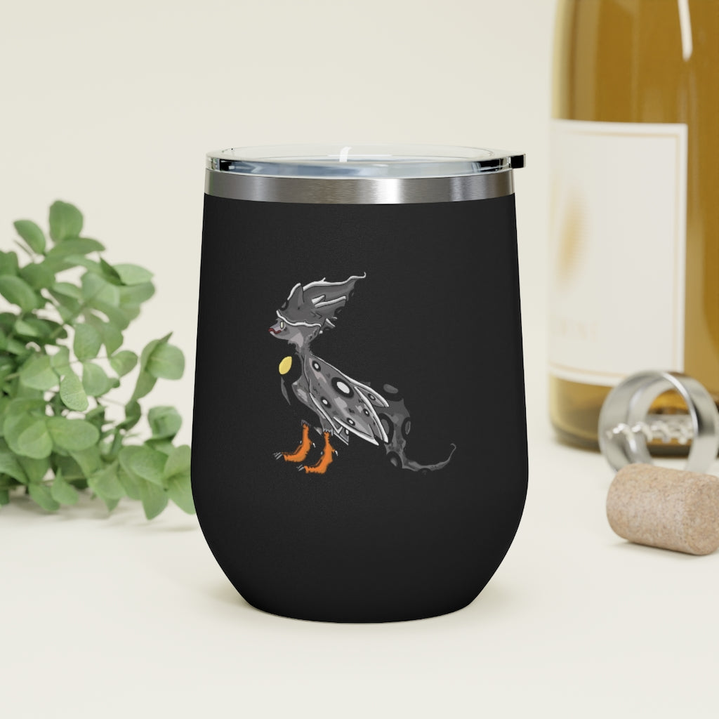 Rerann 12oz Insulated Wine Tumbler with clear lid, showcasing a stylish design and stainless steel finish.