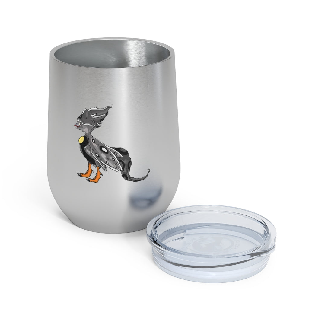 Rerann 12oz Insulated Wine Tumbler with clear lid, showcasing a stylish design and stainless steel finish.