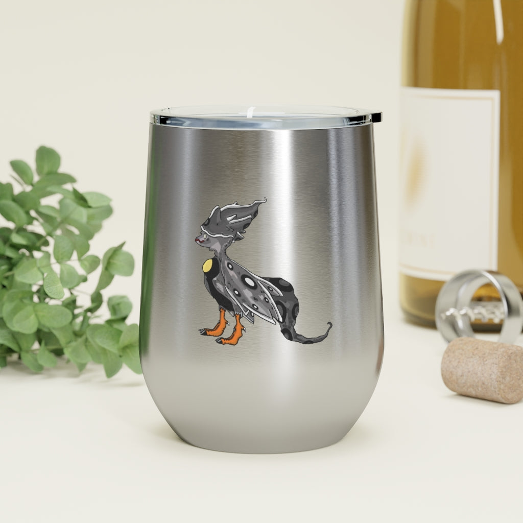 Rerann 12oz Insulated Wine Tumbler with clear lid, showcasing a stylish design and stainless steel finish.