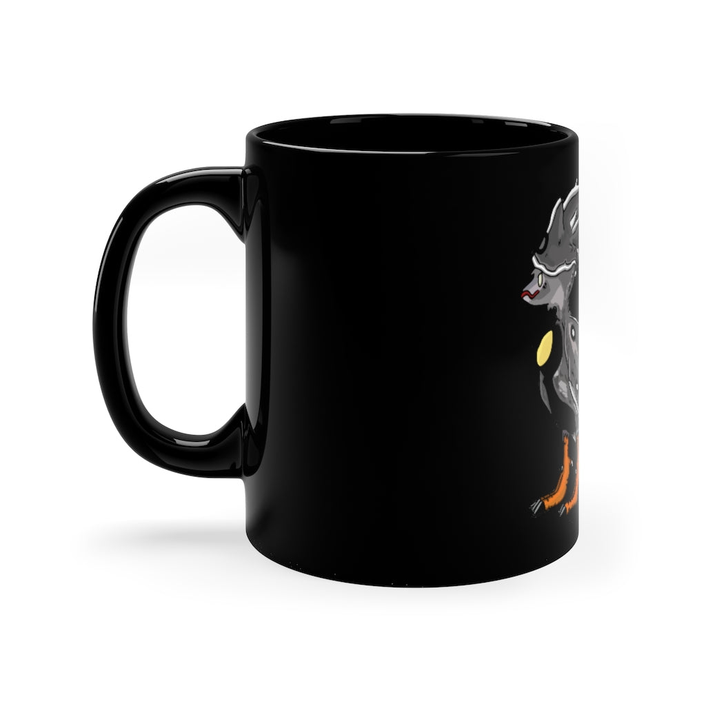 Rerann 11oz black ceramic mug with a C-handle, perfect for coffee, tea, or hot chocolate, showcasing a sleek and customizable design.