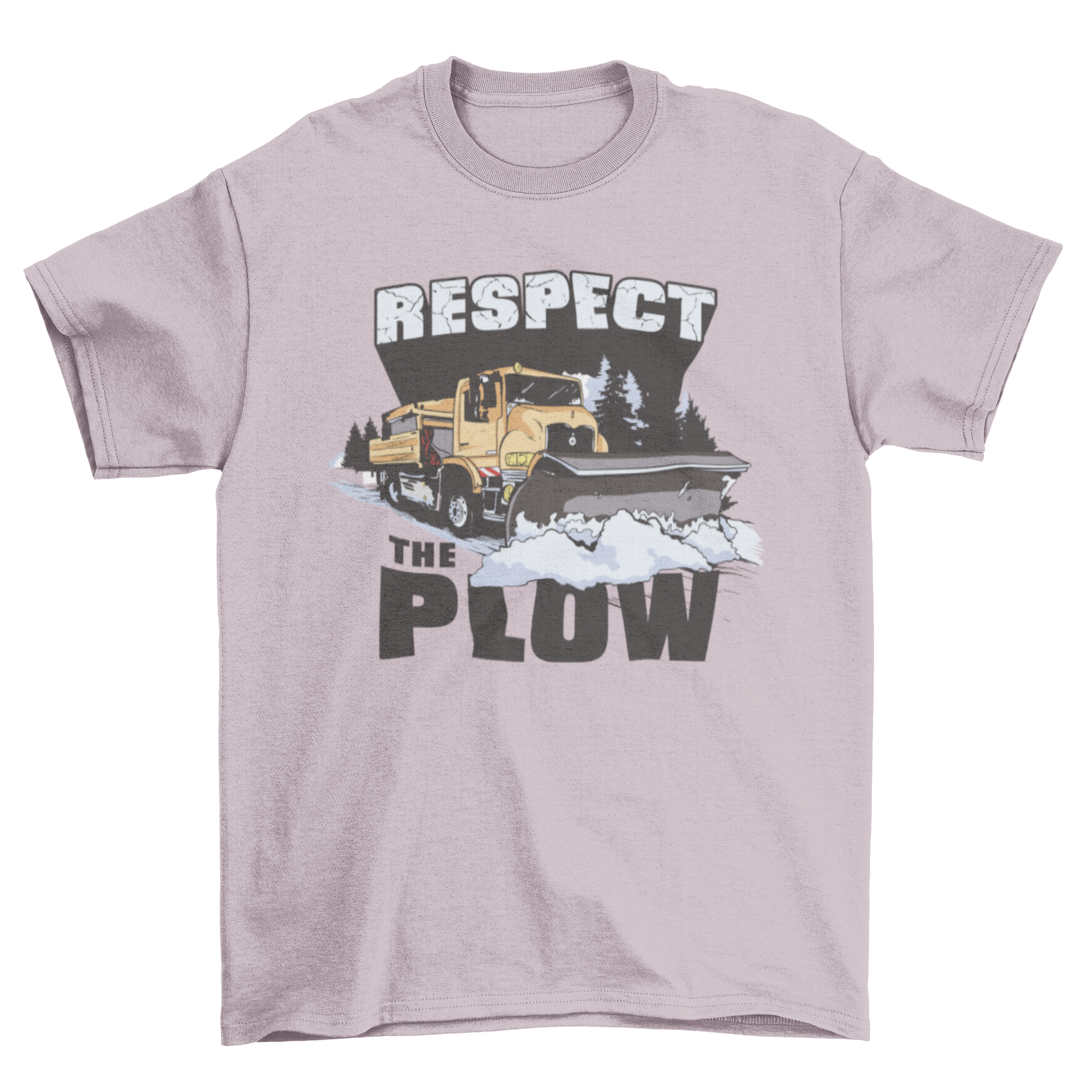 Respect the Plow t-shirt featuring a plow truck graphic and bold lettering.