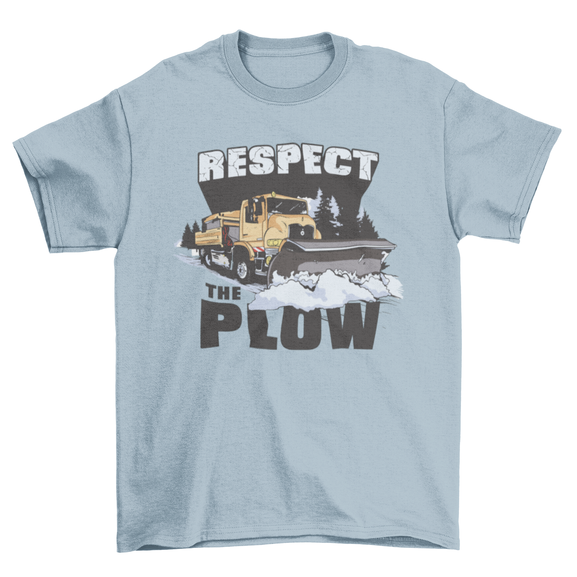 Respect the Plow t-shirt featuring a plow truck graphic and bold lettering.