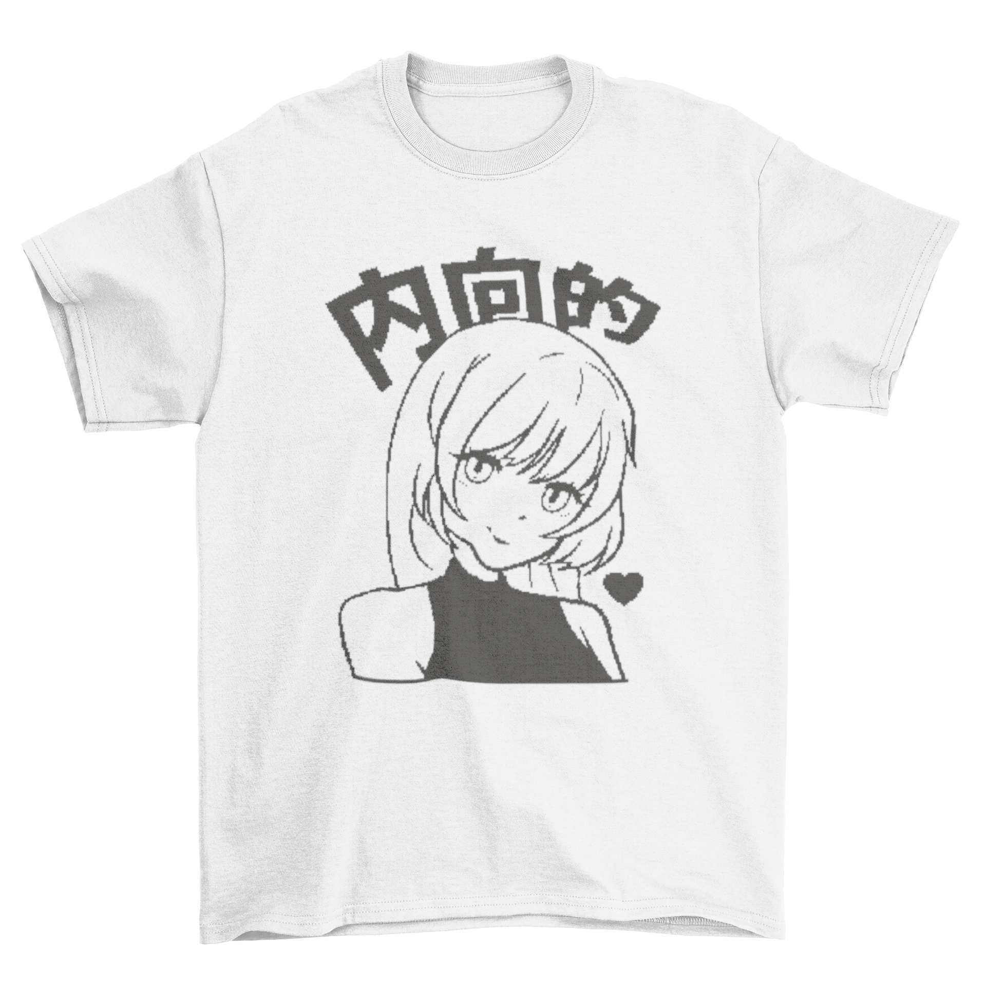 Retro anime girl t-shirt featuring manga style design and Japanese characters.