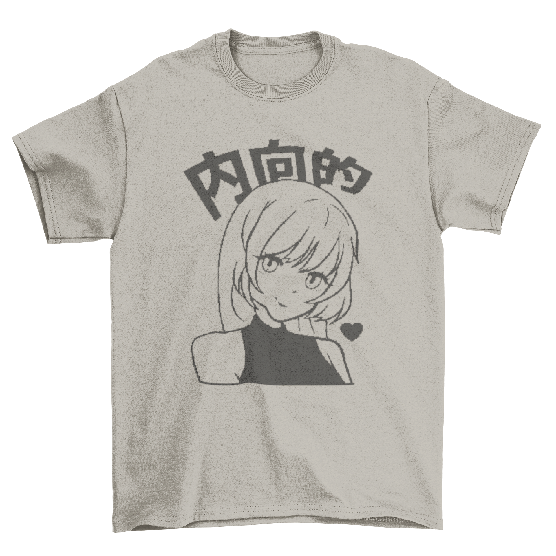 Retro anime girl t-shirt featuring manga style design and Japanese characters.