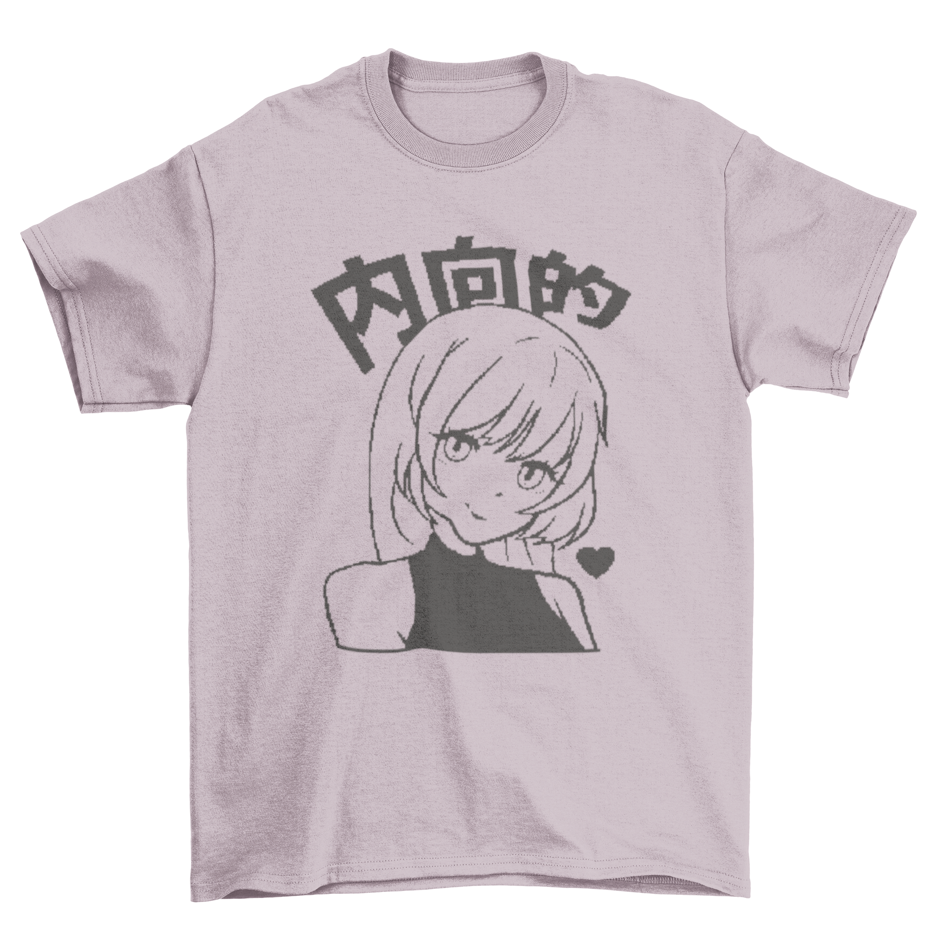 Retro anime girl t-shirt featuring manga style design and Japanese characters.