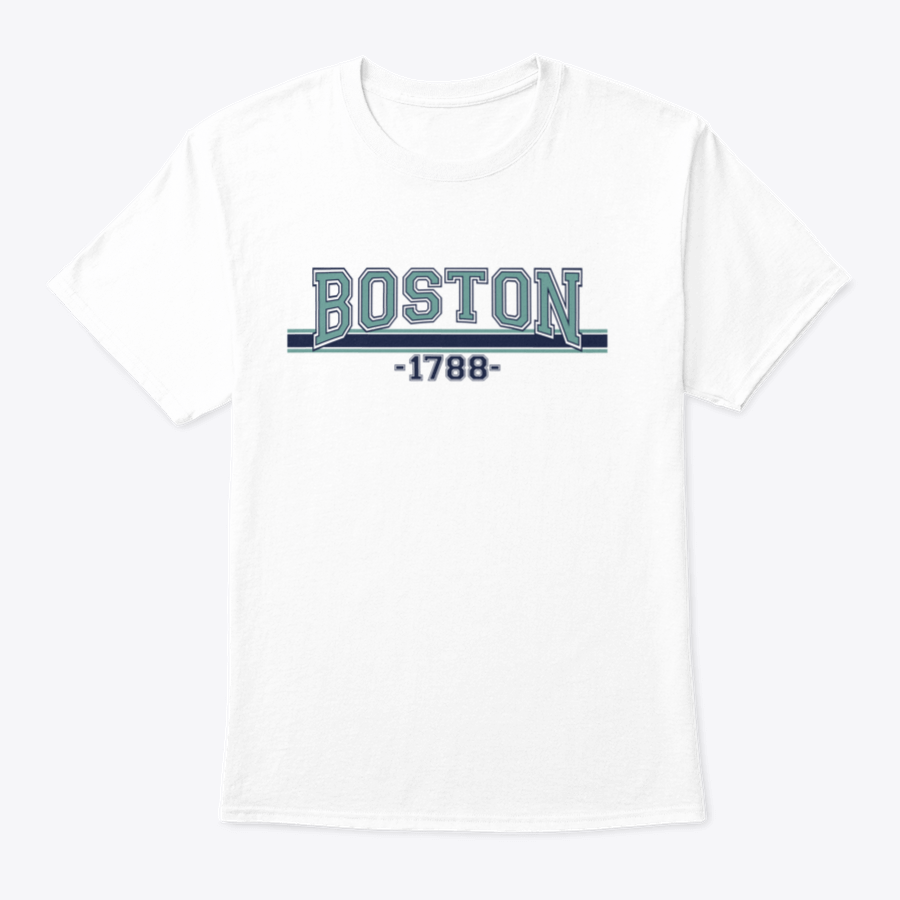 A stylish Retro College Varsity Font Typography shirt featuring a Boston city slogan, made from soft cotton fabric.