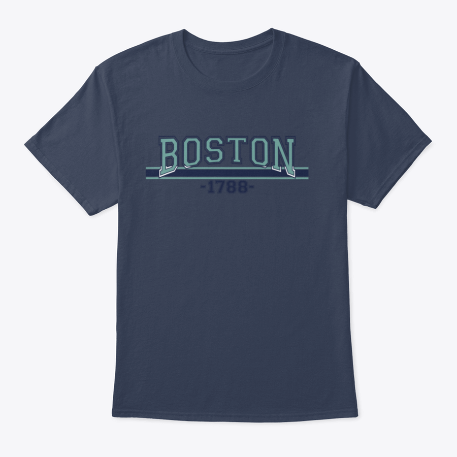 A stylish Retro College Varsity Font Typography shirt featuring a Boston city slogan, made from soft cotton fabric.