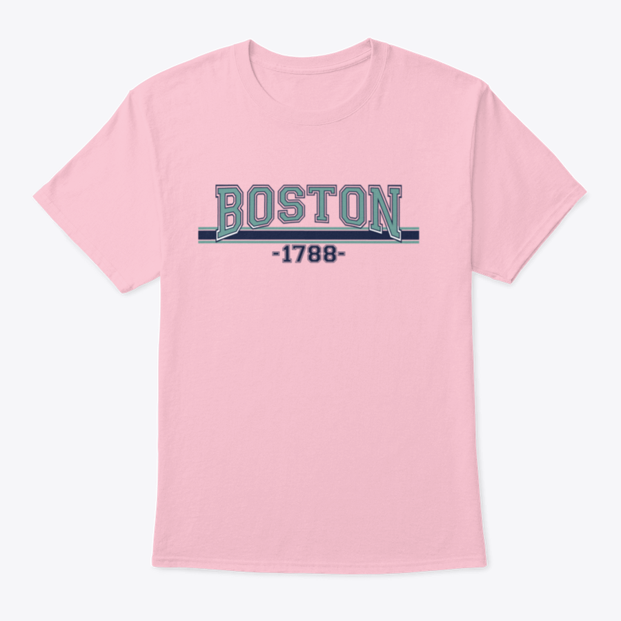 A stylish Retro College Varsity Font Typography shirt featuring a Boston city slogan, made from soft cotton fabric.