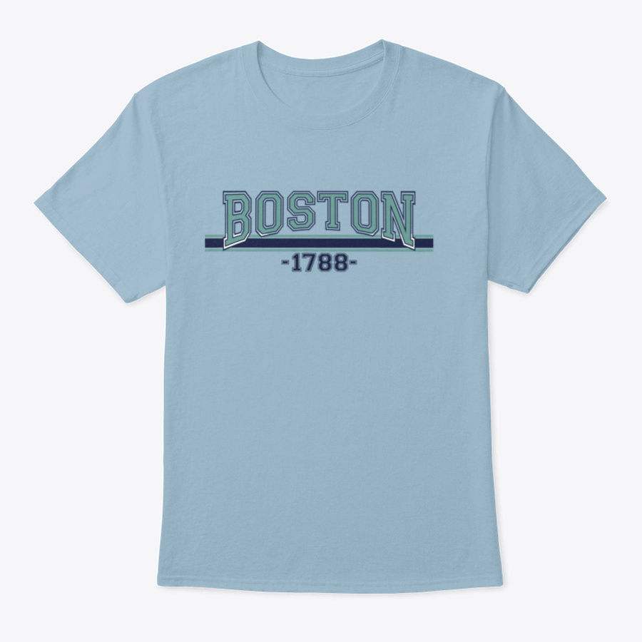 A stylish Retro College Varsity Font Typography shirt featuring a Boston city slogan, made from soft cotton fabric.