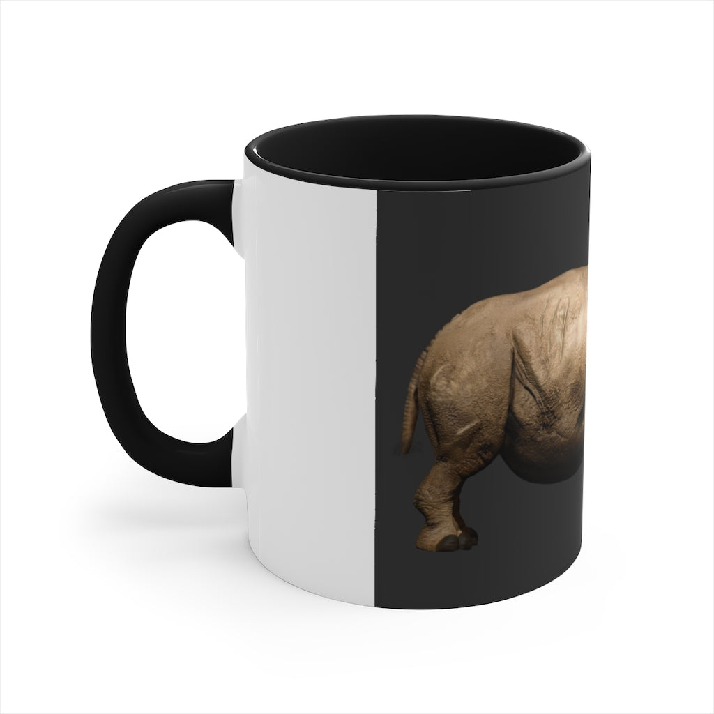 Rhino Accent Coffee Mug with colorful interior and C-handle, showcasing a vibrant two-tone design.