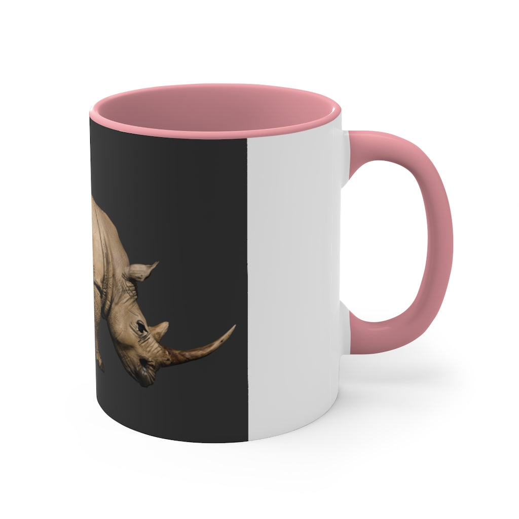 Rhino Accent Coffee Mug with colorful interior and C-handle, showcasing a vibrant two-tone design.