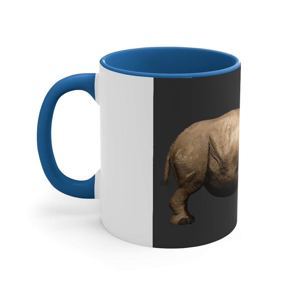 Rhino Accent Coffee Mug with colorful interior and C-handle, showcasing a vibrant two-tone design.