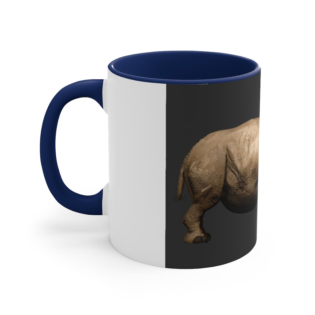 Rhino Accent Coffee Mug with colorful interior and C-handle, showcasing a vibrant two-tone design.