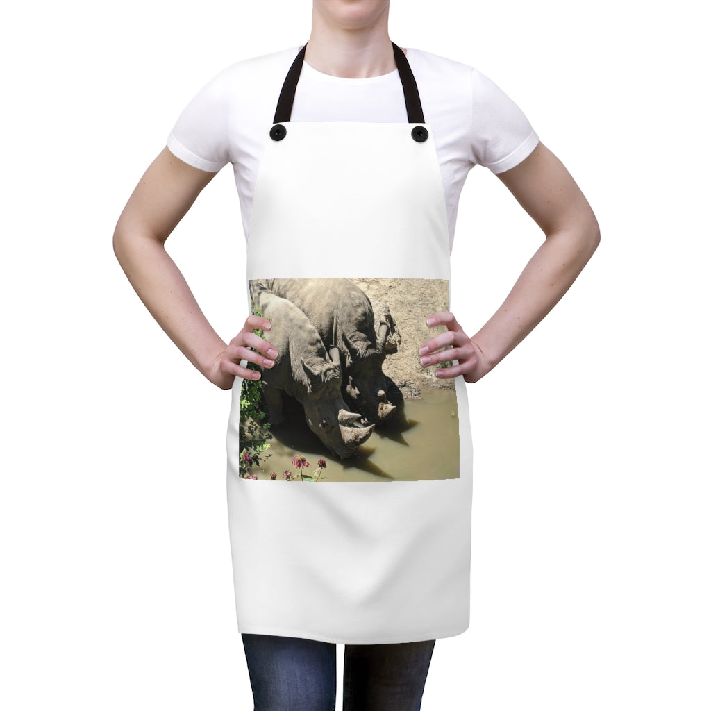 Rhino Apron in stylish design with black detachable twill straps, perfect for cooking and grilling.