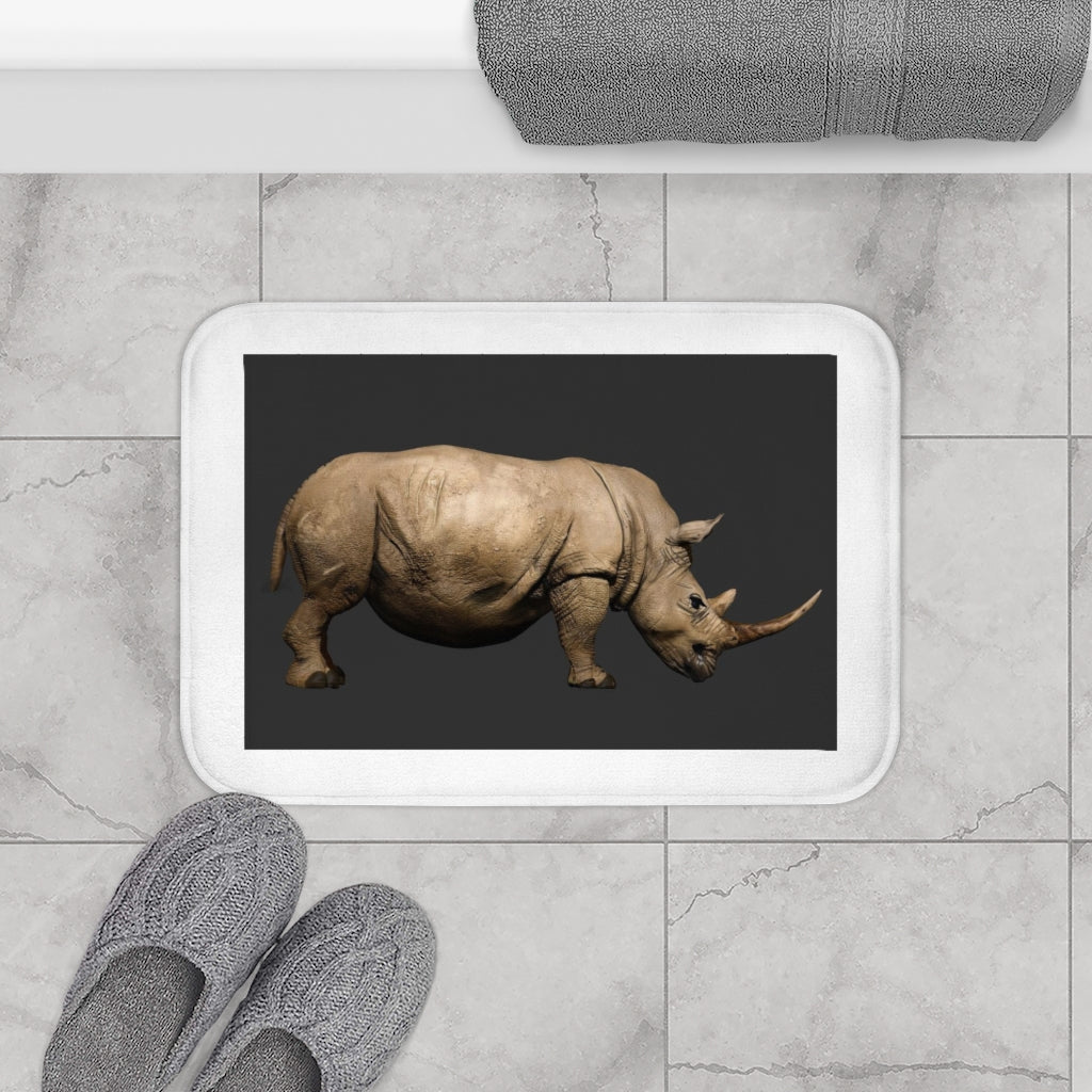 Rhino Bath Mat featuring stylish design and anti-slip backing, made from soft microfiber material.