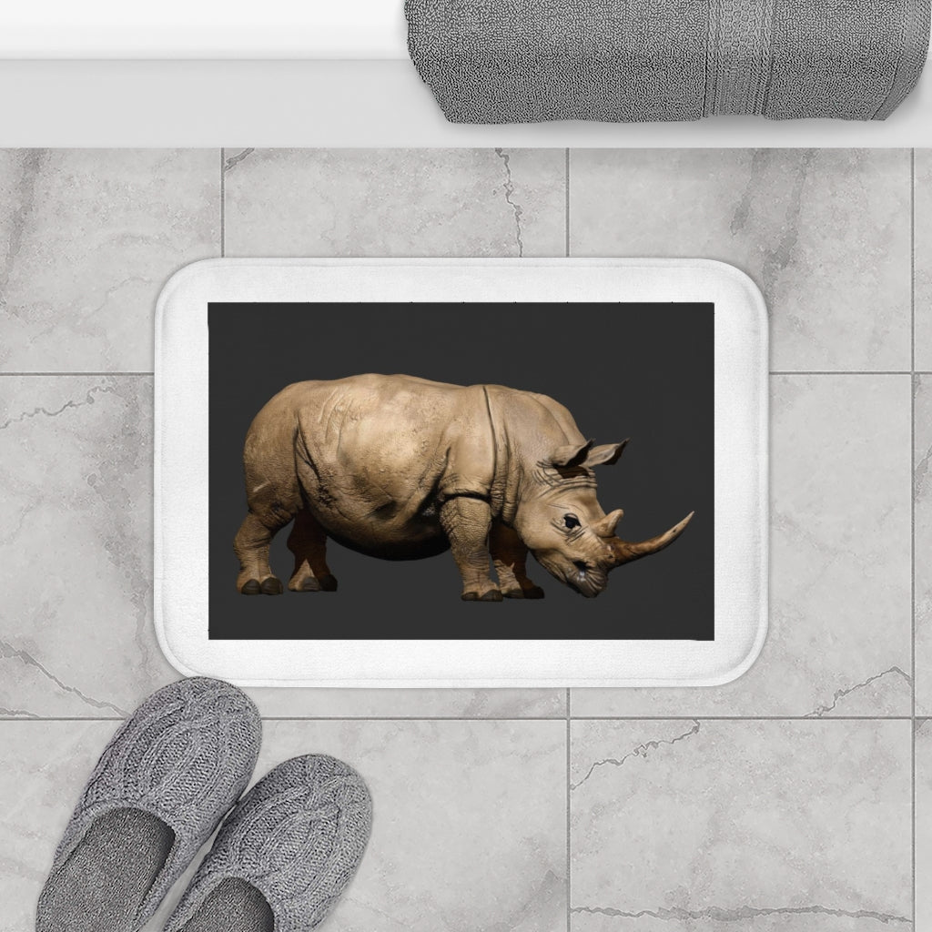 Rhino Bath Mat with anti-slip backing, stylish design, and soft microfiber material.