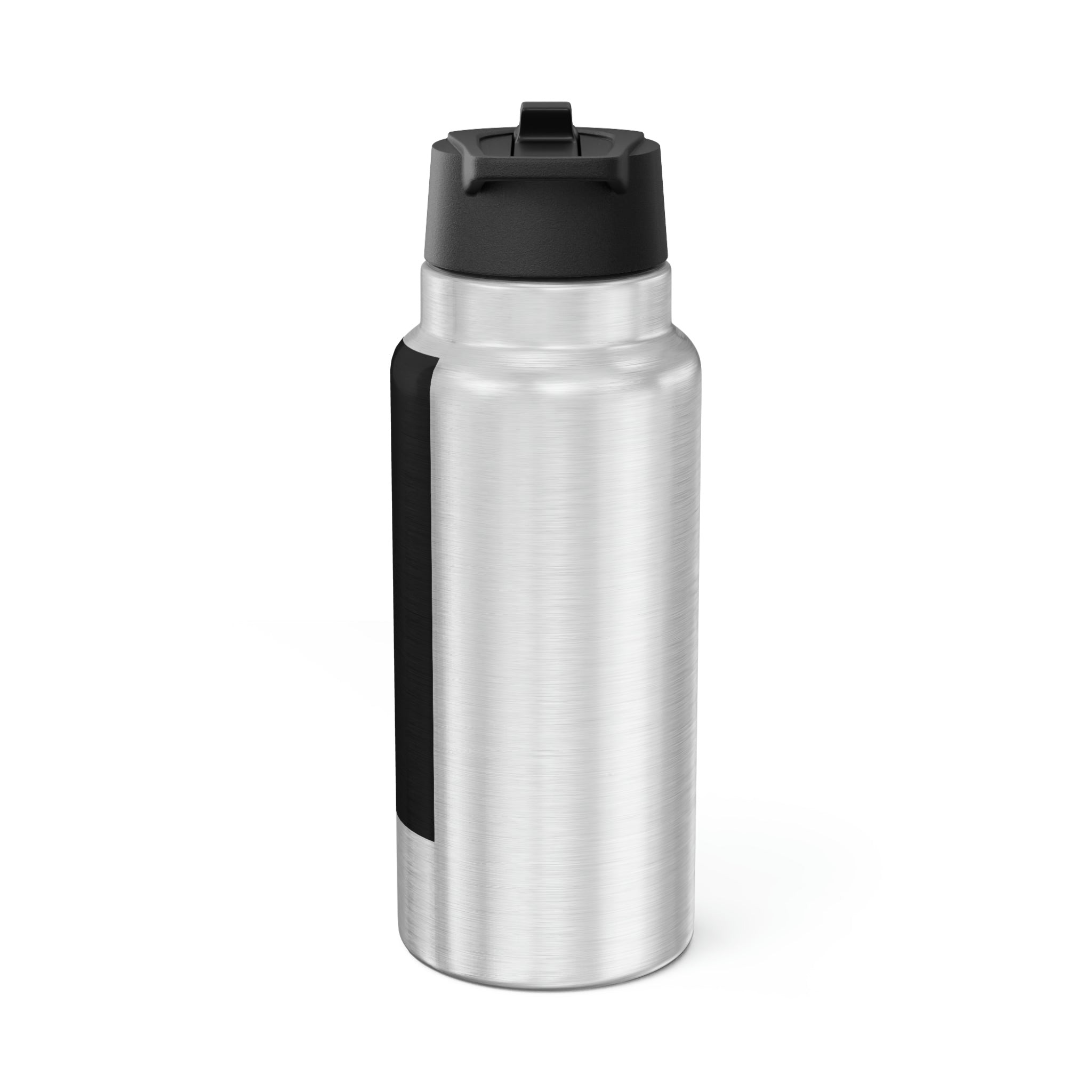 Rhino Gator Tumbler in stainless steel with a plastic straw, showcasing a customizable design.