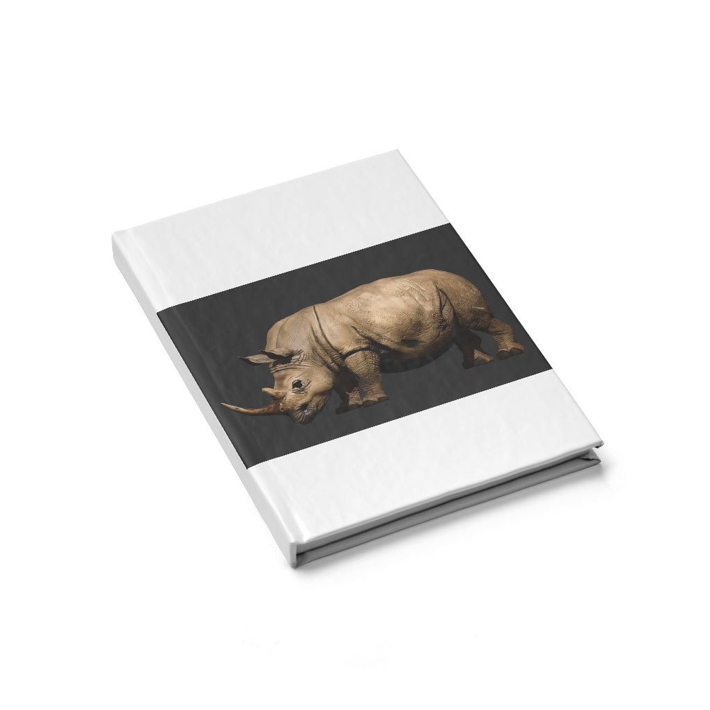 Rhino Journal - Blank with hardcover and colorful wraparound print, showcasing its blank pages for creativity.