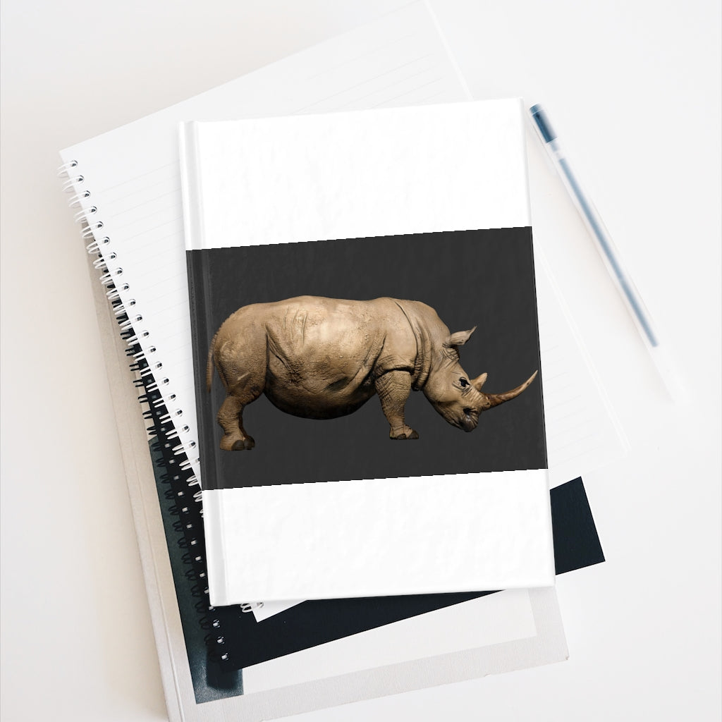 Rhino Journal - Ruled Line with hardcover and vibrant wraparound print, showcasing its durable design and ruled pages.