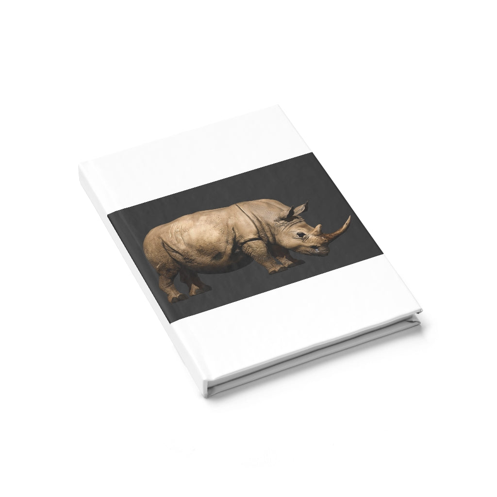 Rhino Journal - Ruled Line with a durable hardcover and vibrant wraparound print, showcasing its 128 ruled pages.