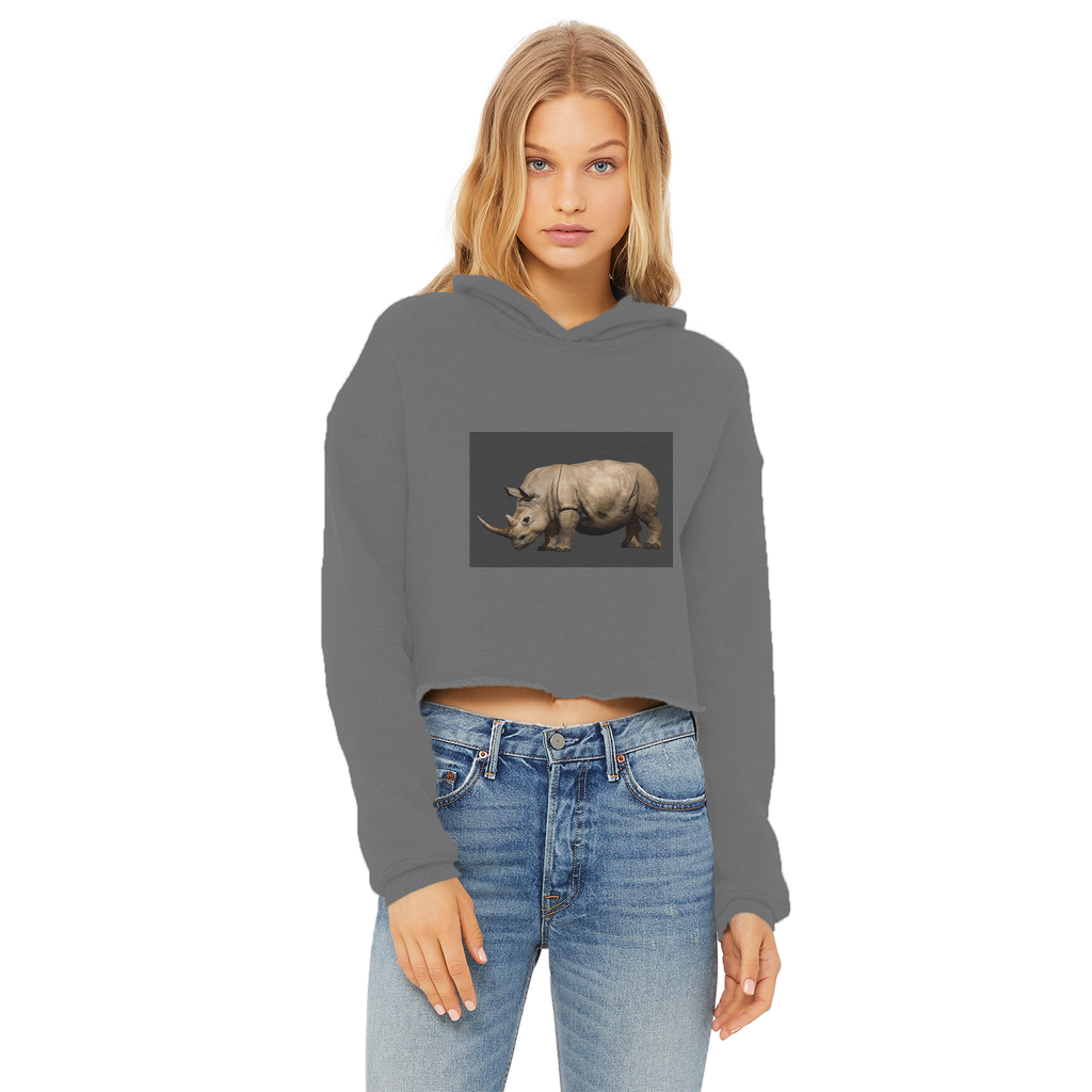 Rhino Ladies Cropped Raw Edge Hoodie in various colors, showcasing its stylish cropped design and soft fabric.