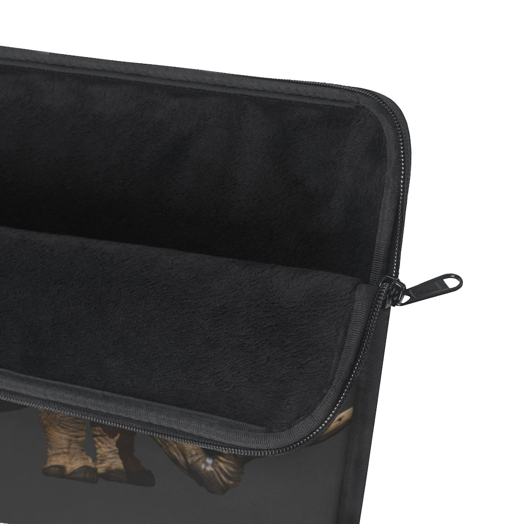 Rhino Laptop Sleeve featuring stylish print on one side and black polyester back, designed for protection and elegance.