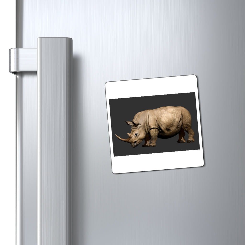 A collection of Rhino Magnets showcasing various sizes and a sleek black backing, ideal for displaying messages on metallic surfaces.