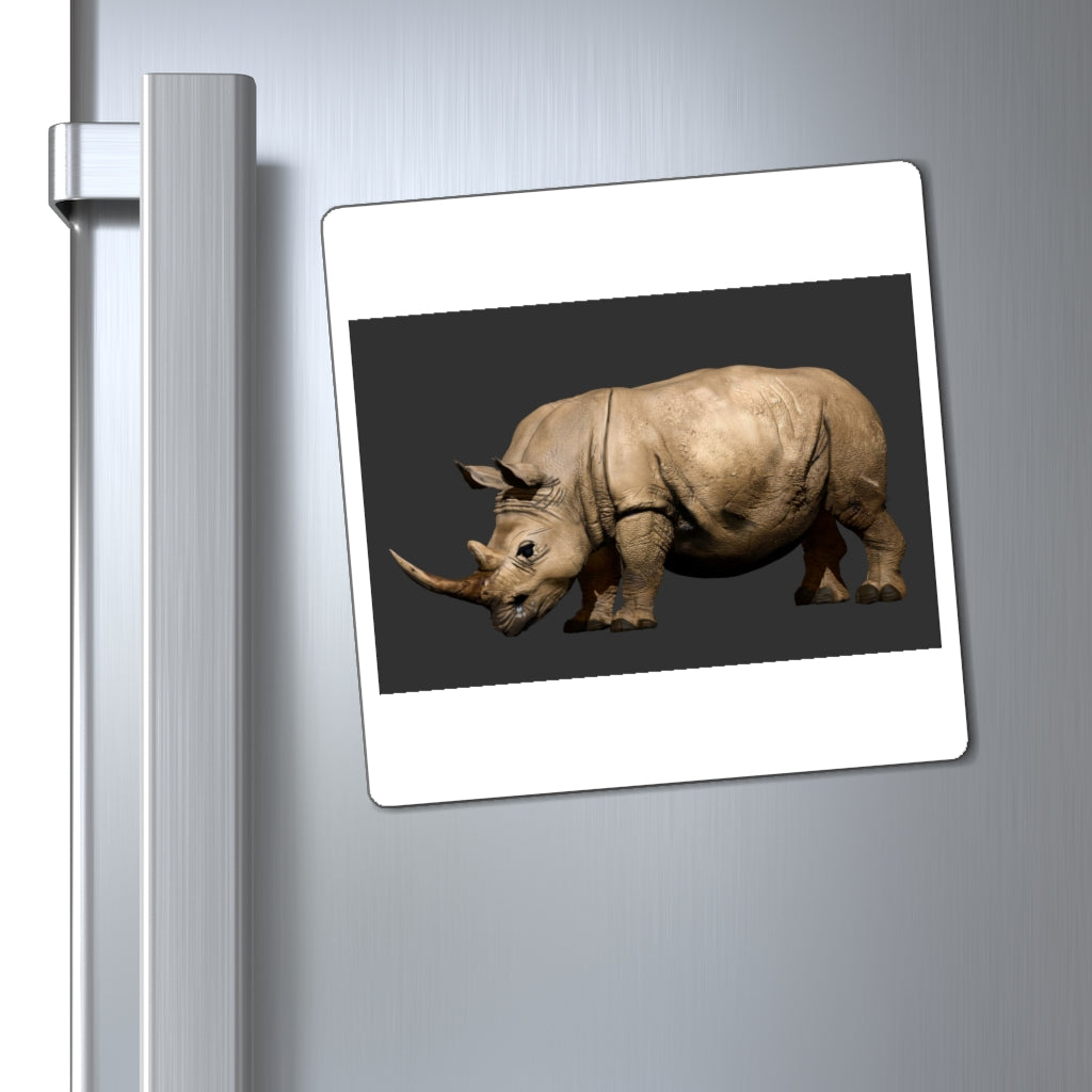 A collection of Rhino Magnets showcasing various sizes and a sleek black backing, ideal for displaying messages on metallic surfaces.