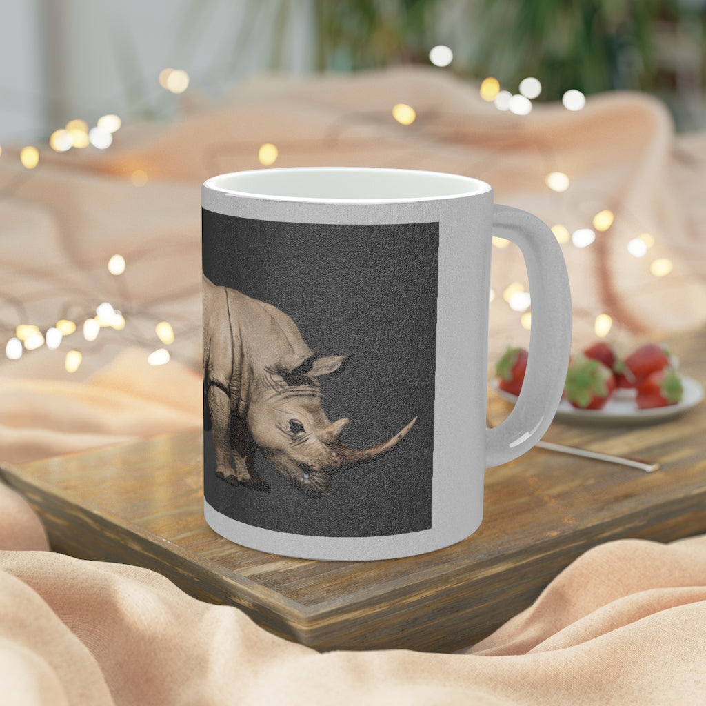 Rhino Metallic Mug in Gold and Silver finishes, showcasing personalized designs and a comfortable C-handle.