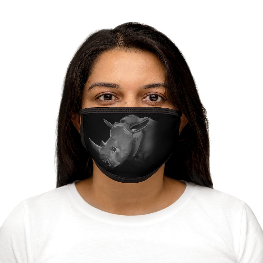 Rhino Mixed-Fabric Face Mask featuring a black outer edge and earloops, made from polyester and cotton for comfort and style.