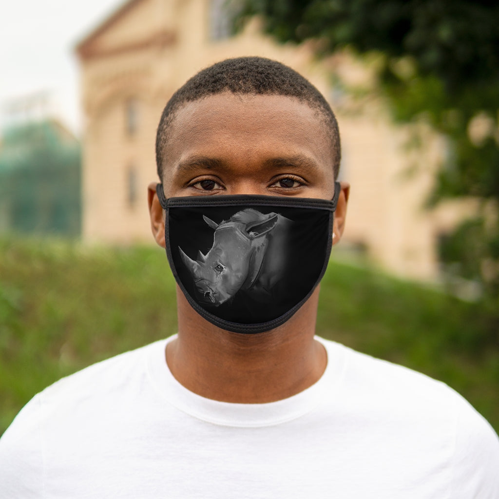 Rhino Mixed-Fabric Face Mask featuring a black outer edge and earloops, made from polyester and cotton for comfort and style.