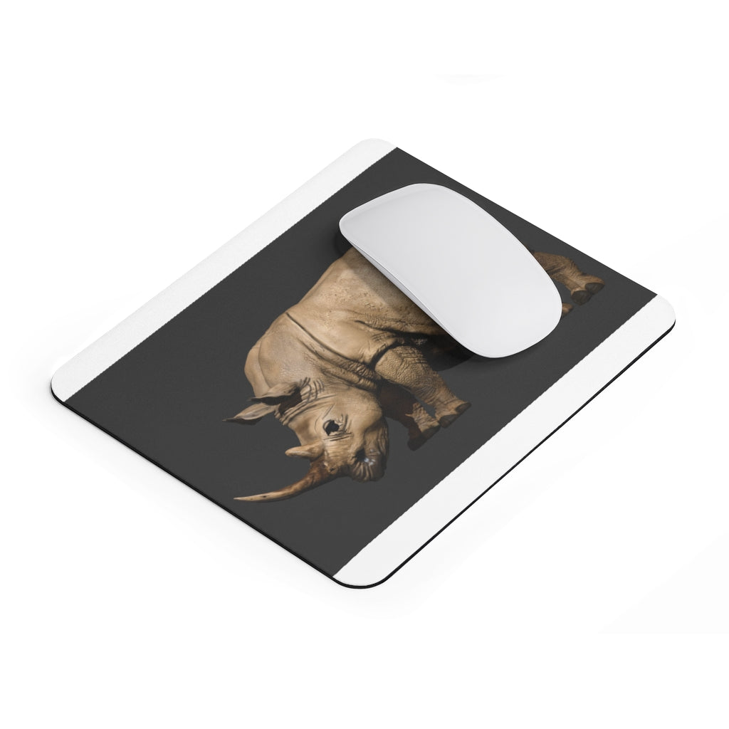 Rhino Mouse Pad featuring a vibrant full print design on a smooth neoprene surface, ideal for enhancing desk aesthetics and functionality.