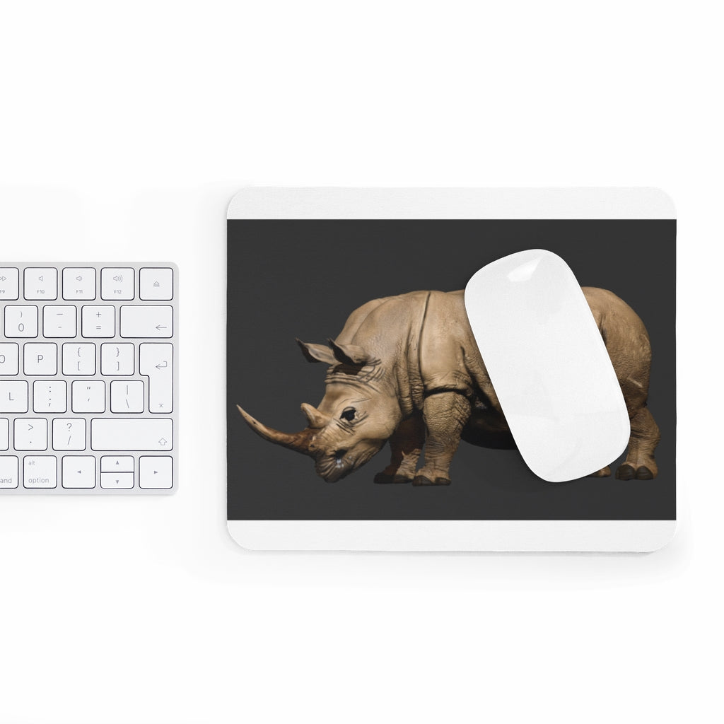 Rhino Mouse Pad featuring a vibrant full print design on a smooth neoprene surface, ideal for enhancing desk aesthetics and functionality.