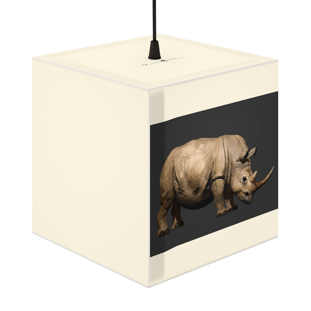 Rhino Personalized Lamp showcasing a unique cube design with artistic patterns, perfect for indoor lighting.