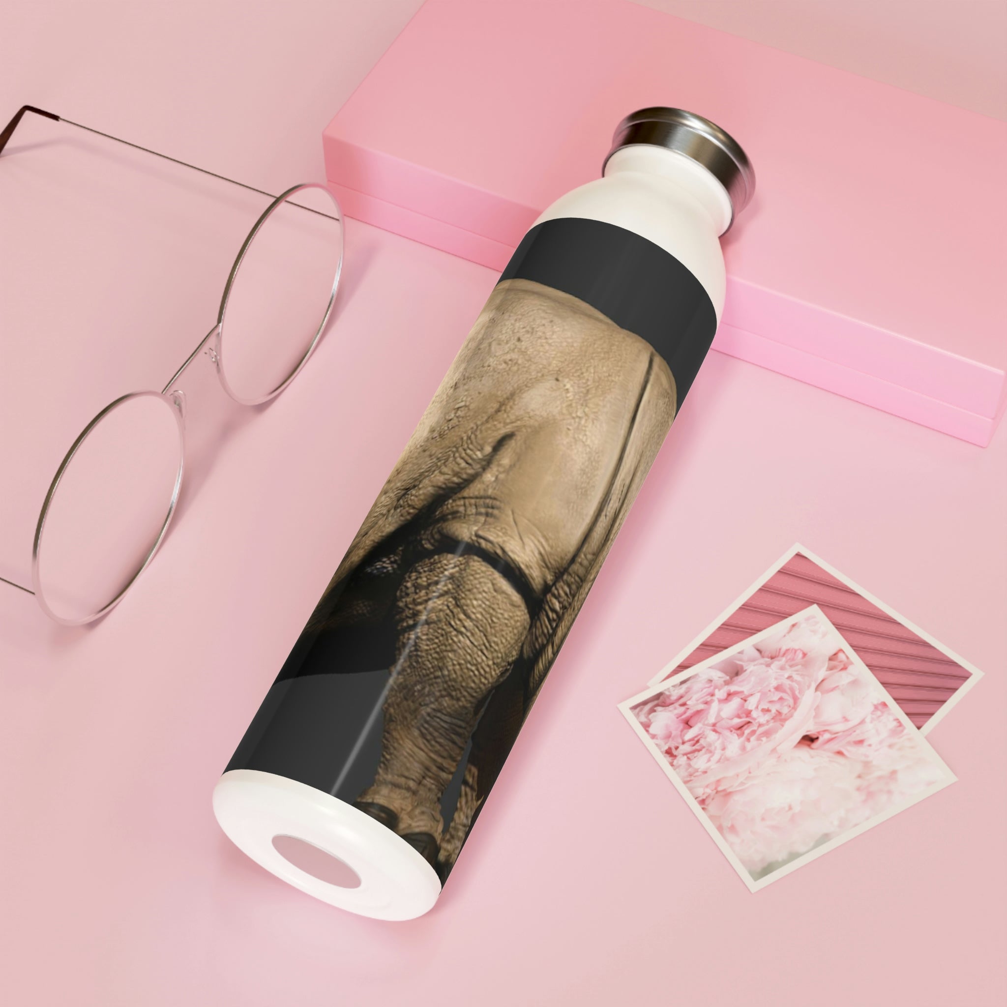 Rhino Slim Water Bottle with matte finish and silver cap, showcasing customizable design options.