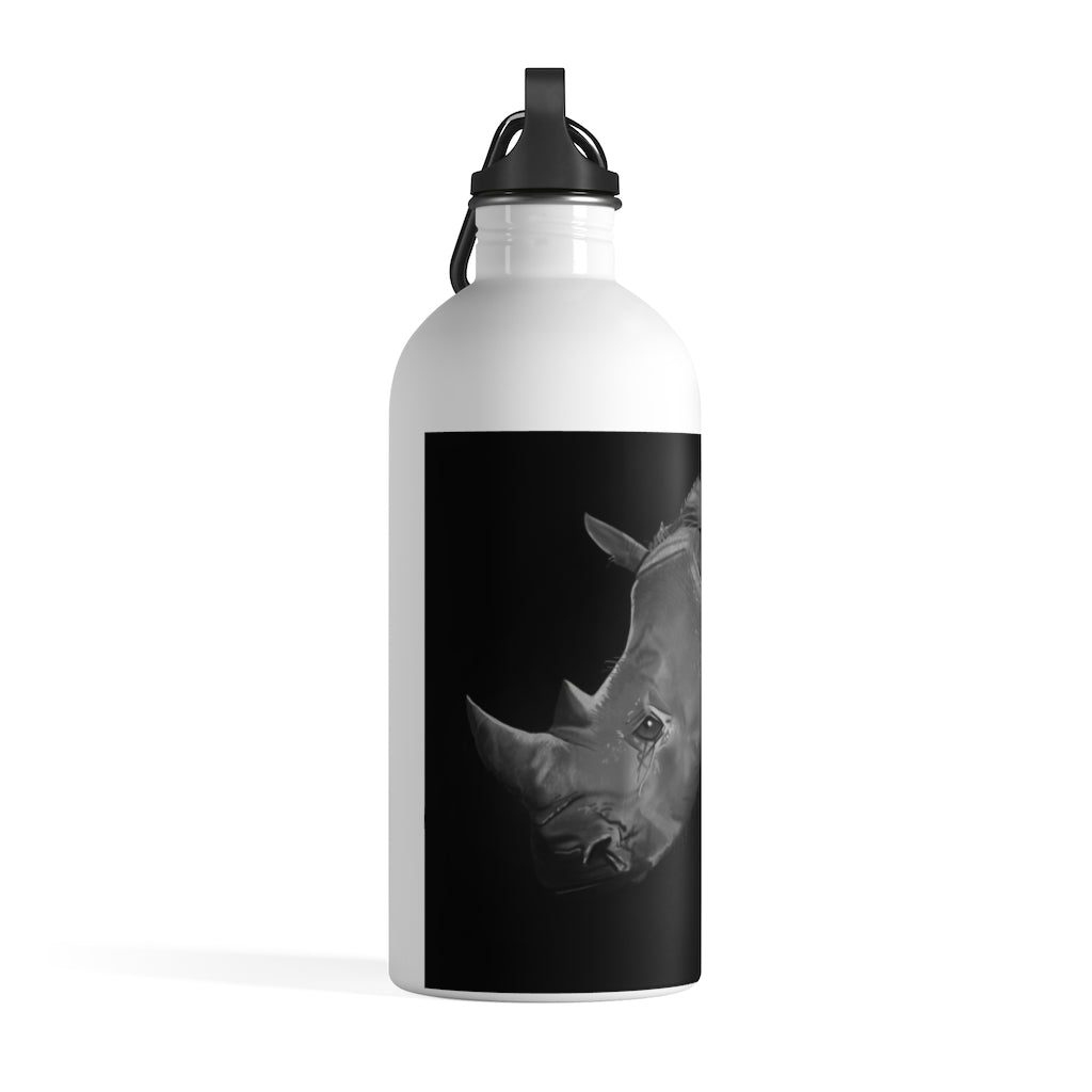 Rhino Stainless Steel Water Bottle with a plastic screw top and stylish print, perfect for hydration on the go.