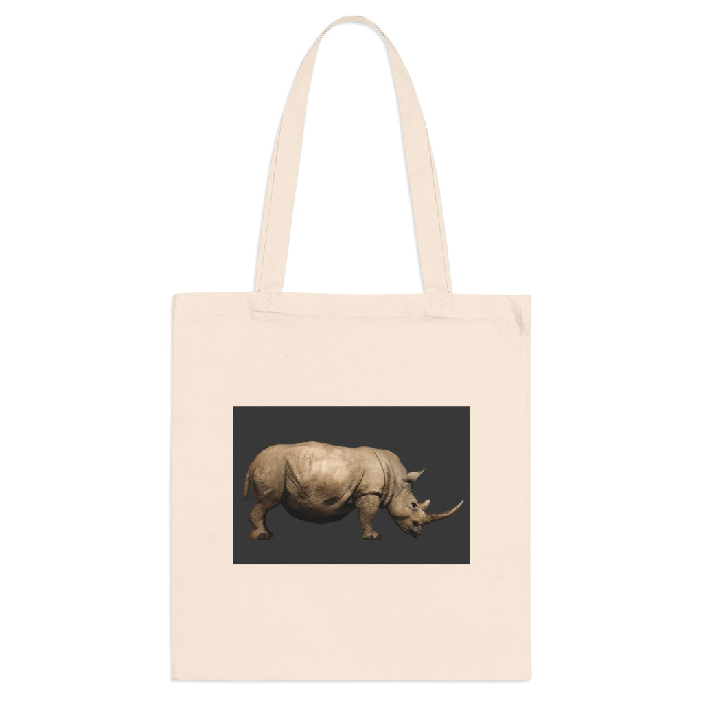 Rhino Tote Bag made of 100% cotton with long handles and cross-stitched design, available in multiple colors.