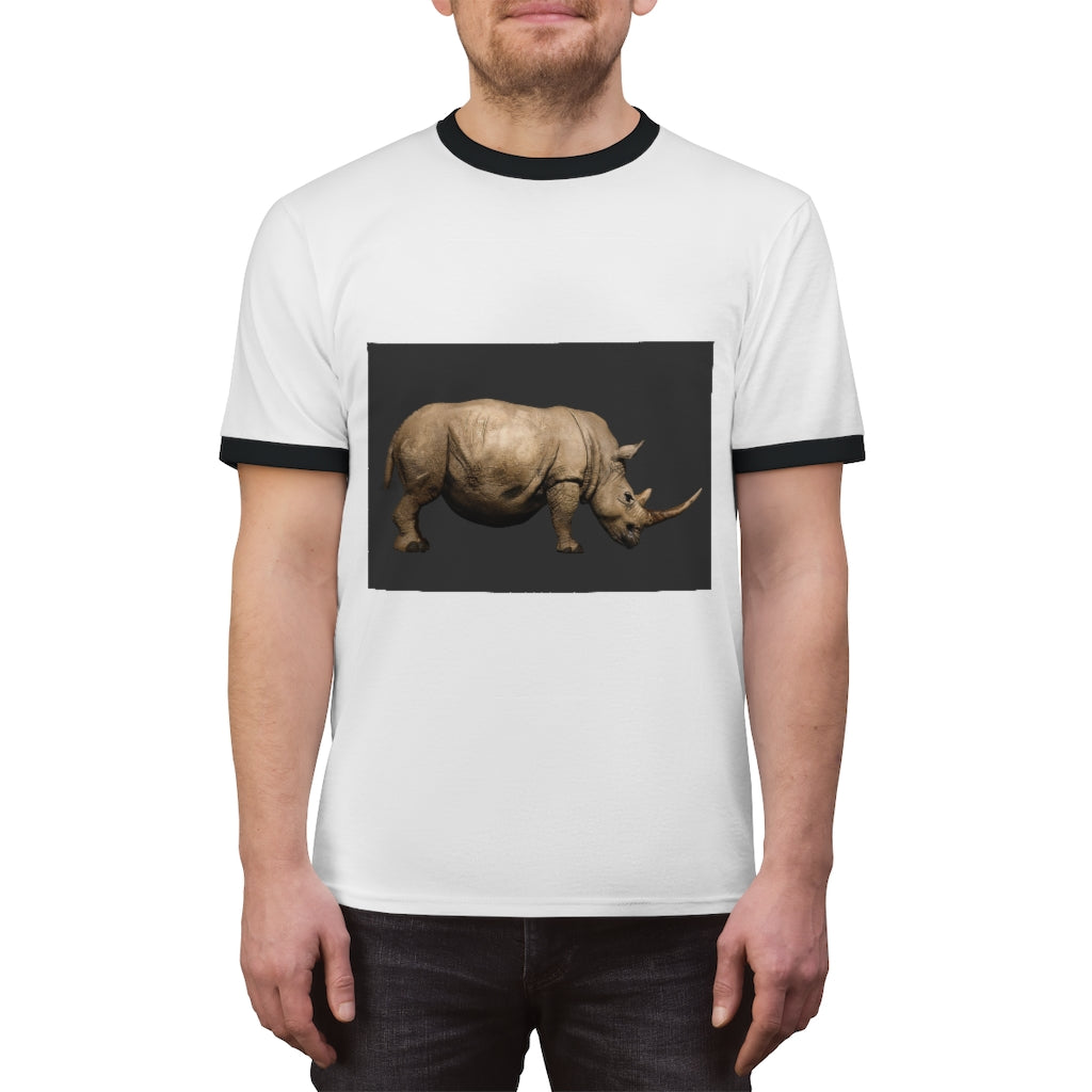 Rhino Unisex Ringer Tee in various colors showcasing its lightweight fabric and stylish design.