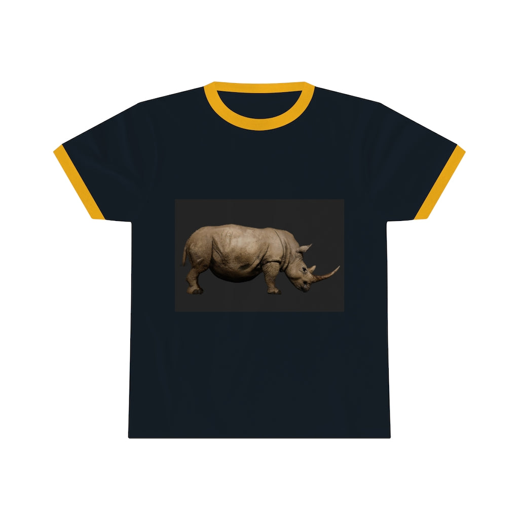 Rhino Unisex Ringer Tee in various colors showcasing its lightweight fabric and stylish design.