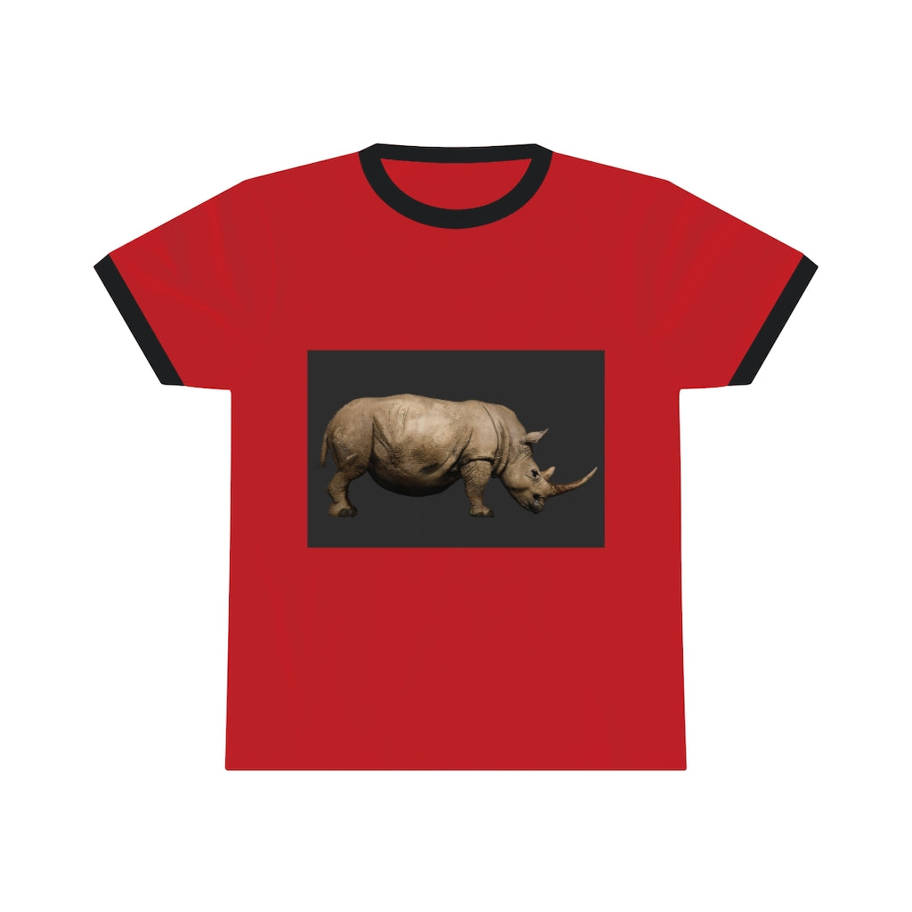 Rhino Unisex Ringer Tee in various colors showcasing its lightweight fabric and stylish design.