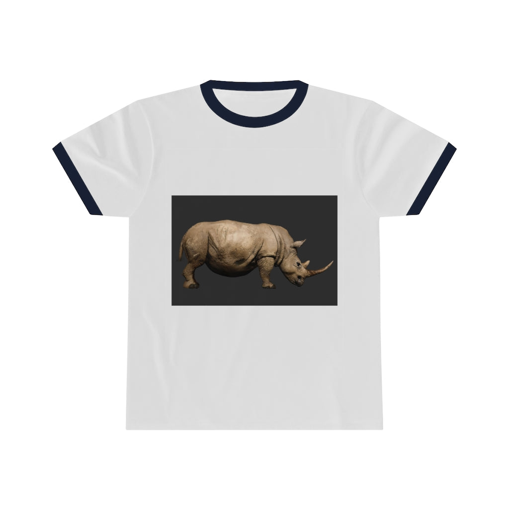 Rhino Unisex Ringer Tee in various colors showcasing its lightweight fabric and stylish design.