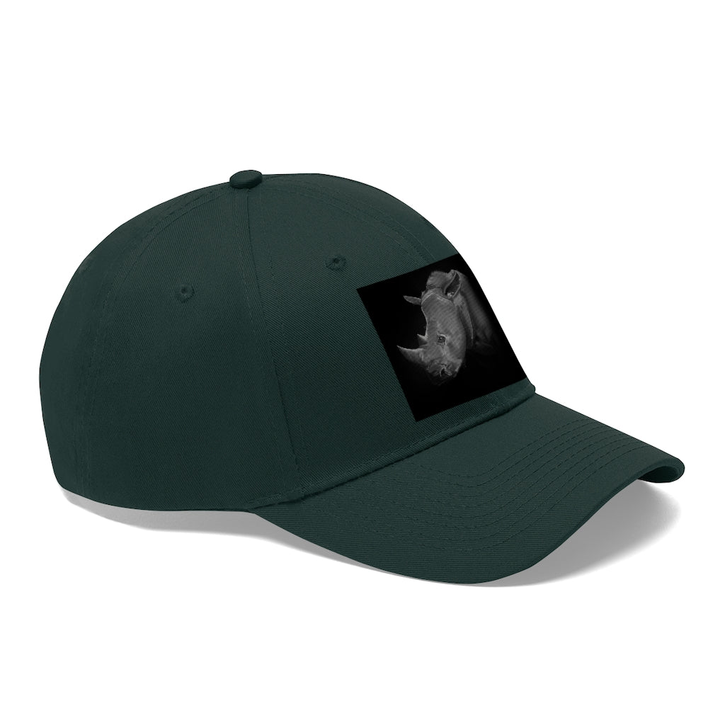 Rhino Unisex Twill Hat in classic design, made from 100% cotton twill, featuring adjustable Velcro closure.