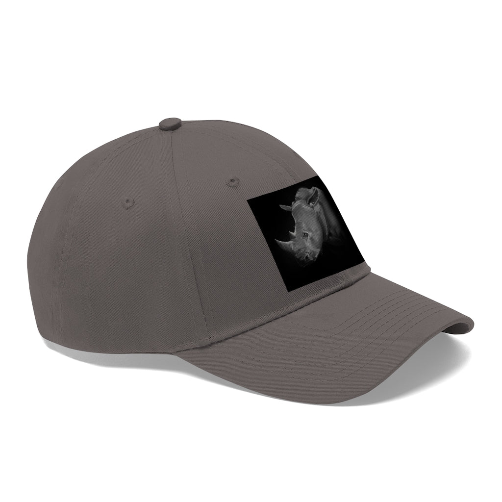 Rhino Unisex Twill Hat in classic design, made from 100% cotton twill, featuring adjustable Velcro closure.