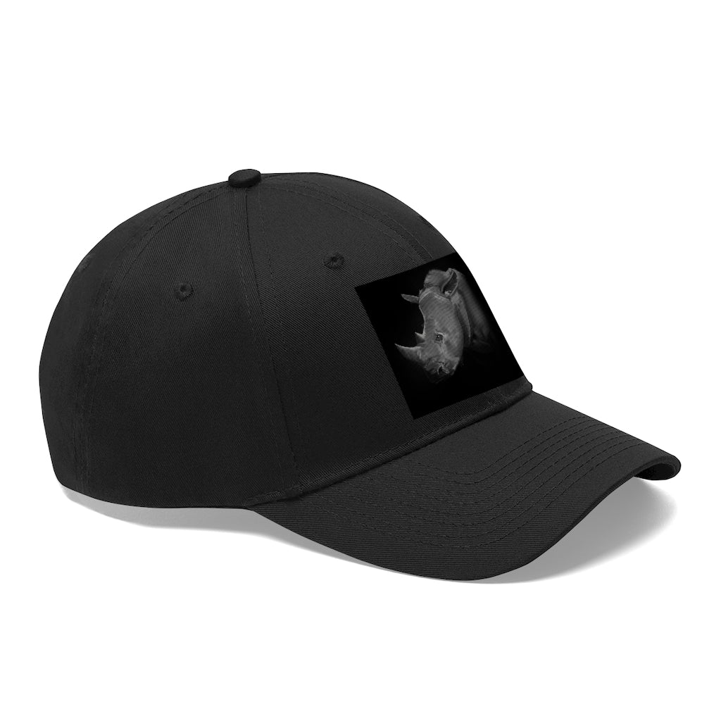 Rhino Unisex Twill Hat in classic design, made from 100% cotton twill, featuring adjustable Velcro closure.