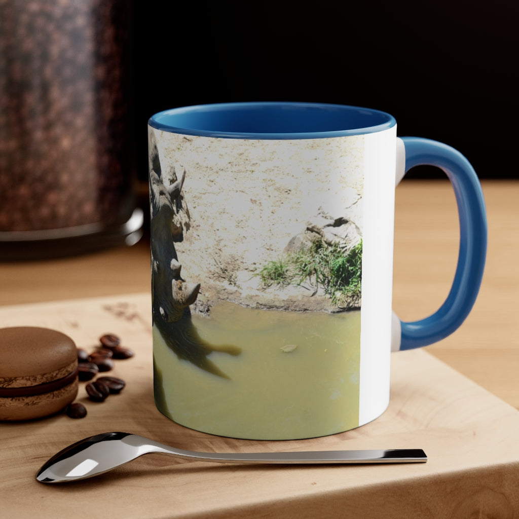 Rhinos Accent Coffee Mug, 11oz with colorful interior and handle, showcasing a stylish two-tone design.