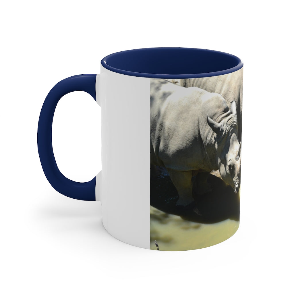 Rhinos Accent Coffee Mug, 11oz with colorful interior and handle, showcasing a stylish two-tone design.