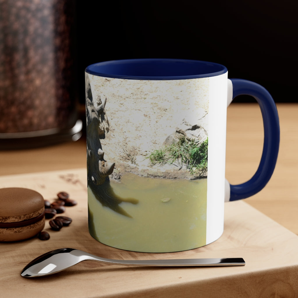 Rhinos Accent Coffee Mug, 11oz with colorful interior and handle, showcasing a stylish two-tone design.