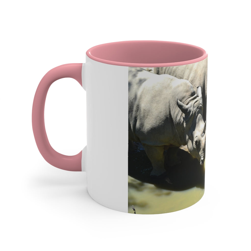 Rhinos Accent Coffee Mug, 11oz with colorful interior and handle, showcasing a stylish two-tone design.