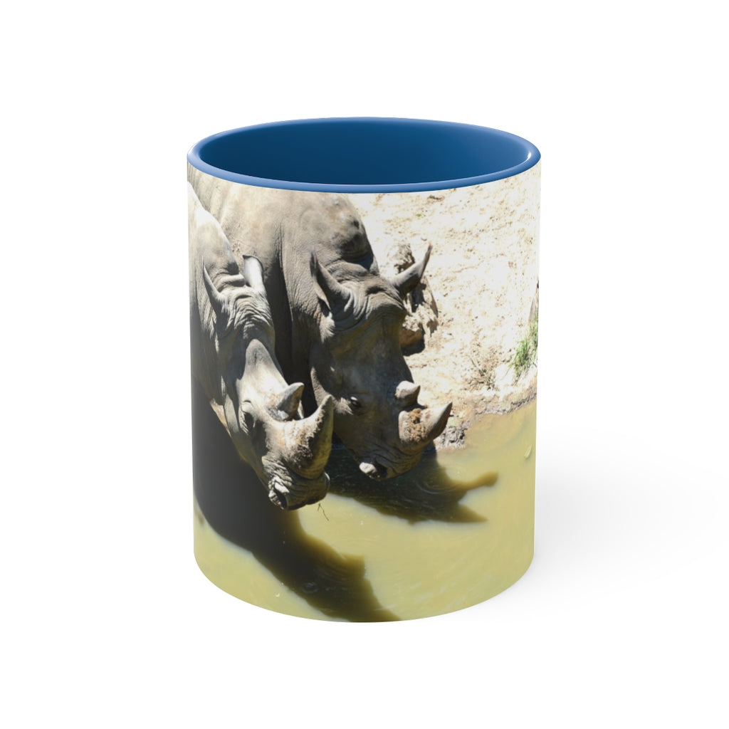 Rhinos Accent Coffee Mug, 11oz with colorful interior and handle, showcasing a stylish two-tone design.